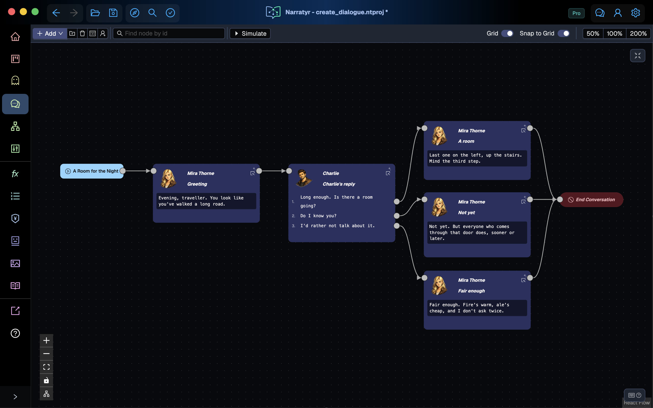 The arranged dialogue graph