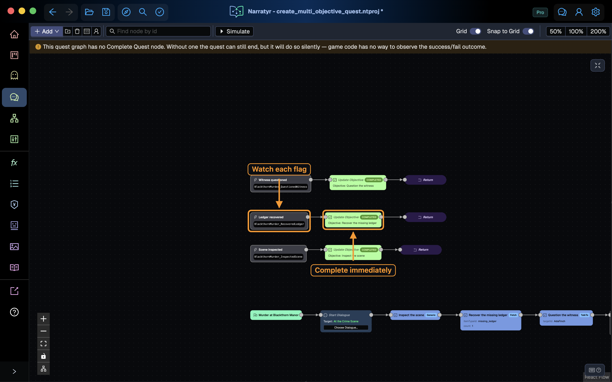 Event Listener branches completing the objectives