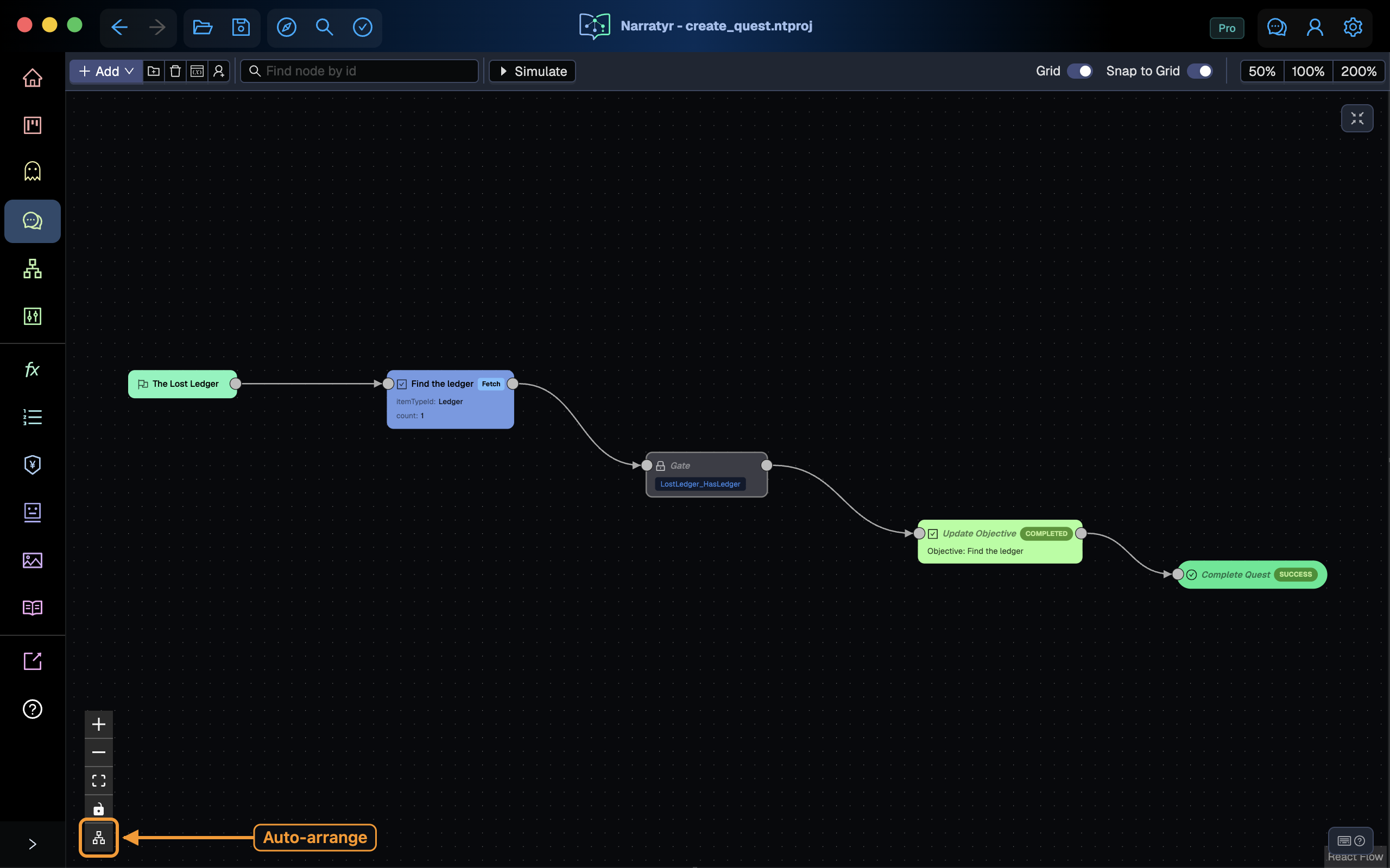The completed quest before automatic arrangement
